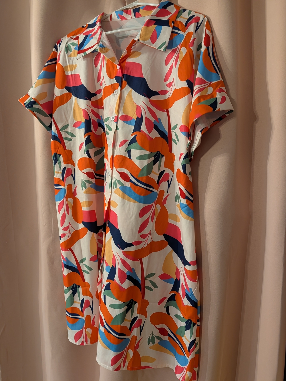 Multicolor Abstract Print Shirt Dress - Casual Summer Dress